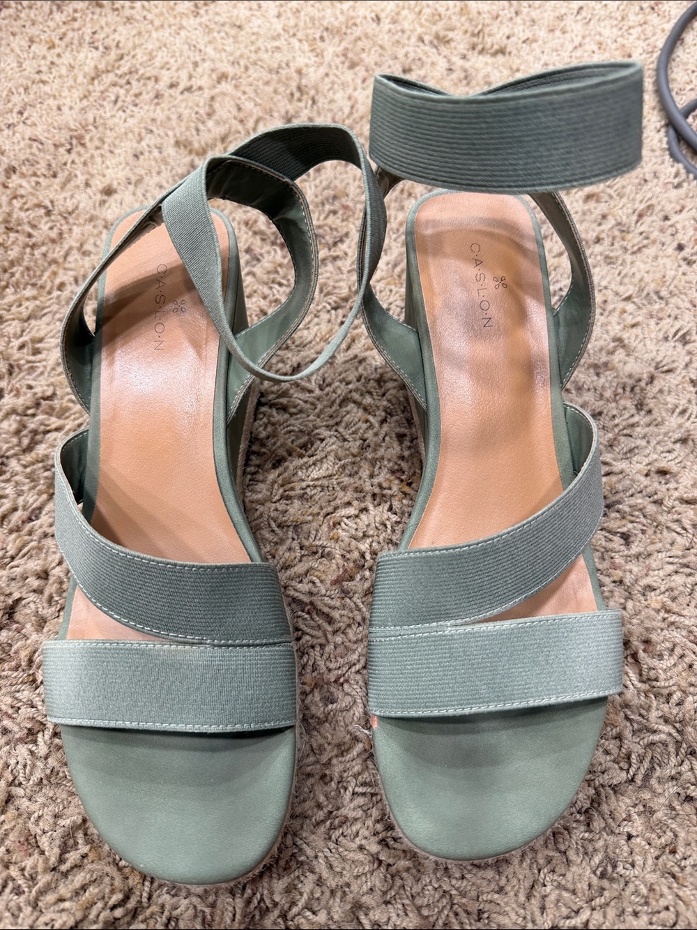 Caslon Olive Green Strappy Ankle-Wrap Sandals